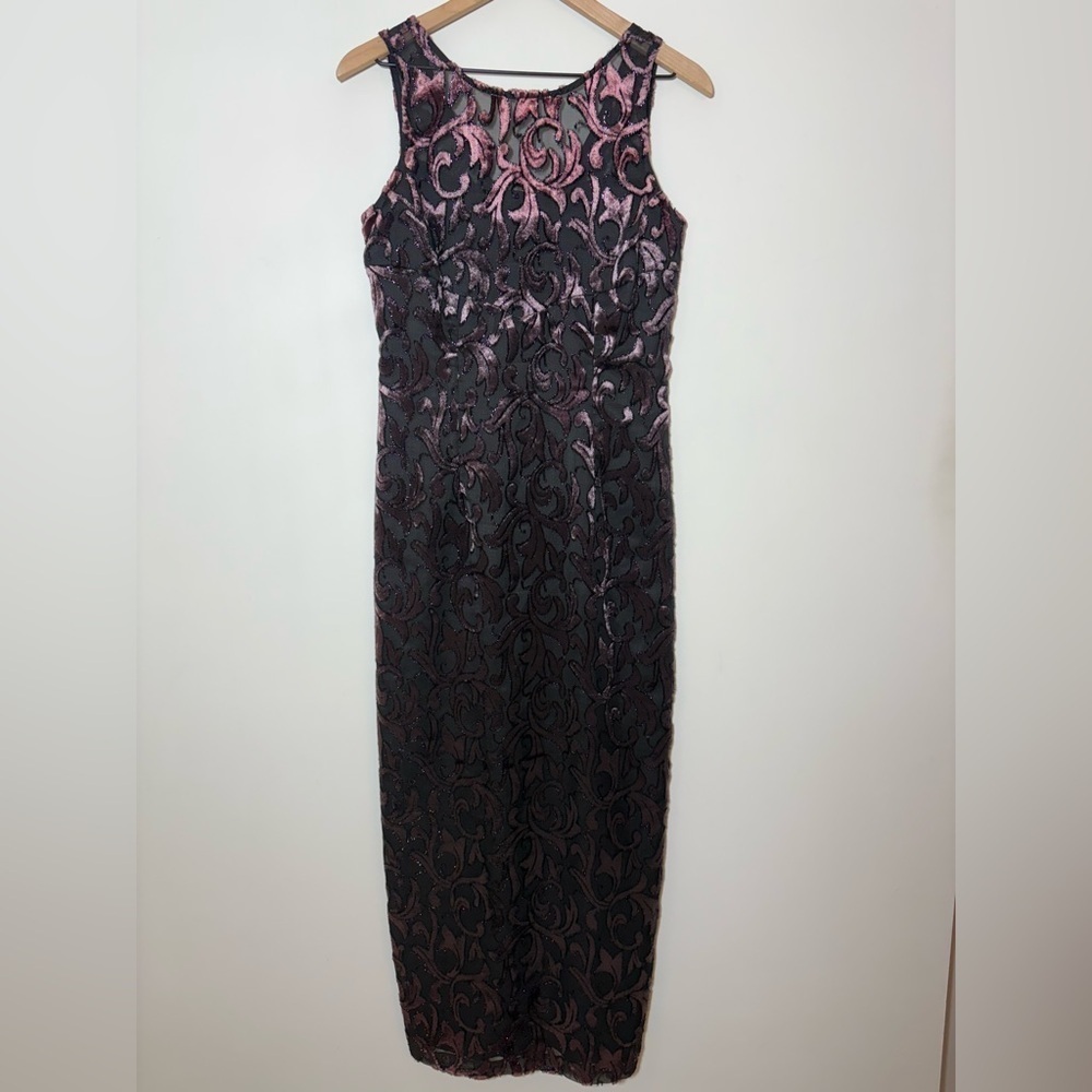 Vtg Y2K Rampage Burnout Velvet Maxi Dress Sz 7 Whimsigoth Dark Fairy Grunge